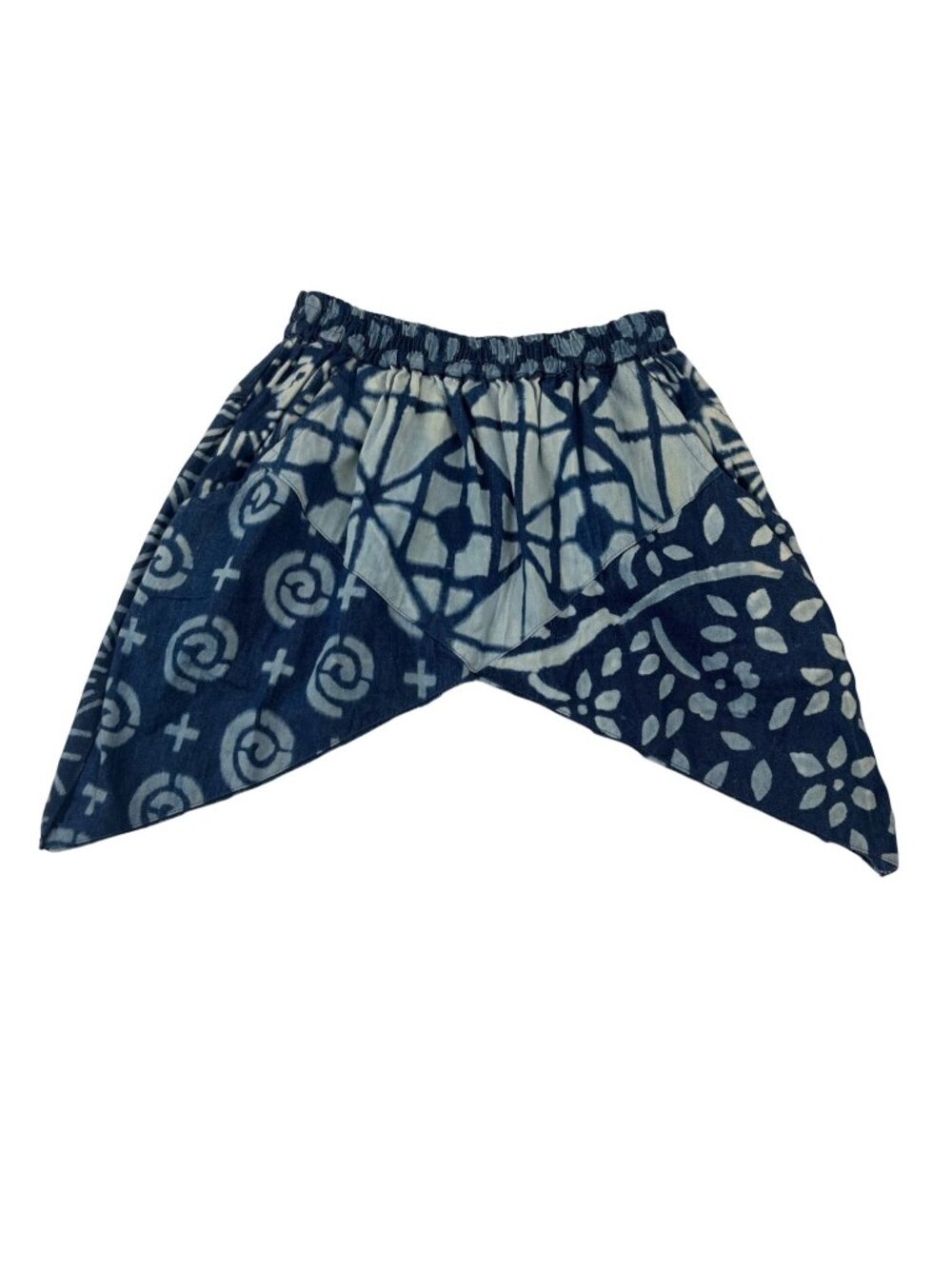 Sacred Threads S Cotton Denim Patchwork Skirt Elastic Waist Boho Festival Hippie